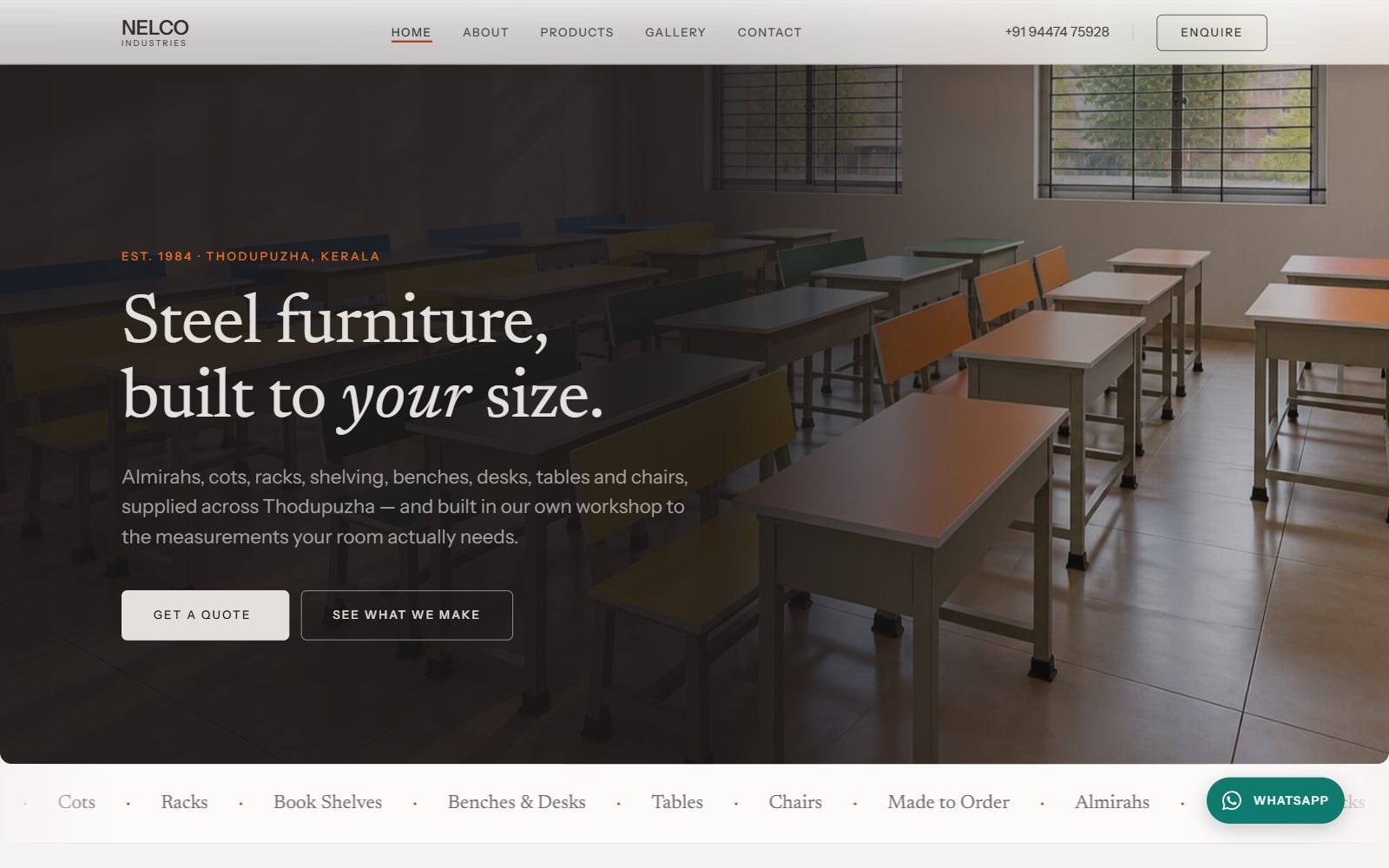 Screenshot of the Nelco Industries website homepage